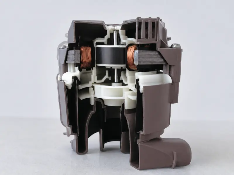 Dishwasher pump motor application using ferrite magnet components