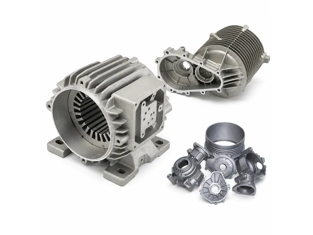 Cast motor housing with machined interfaces