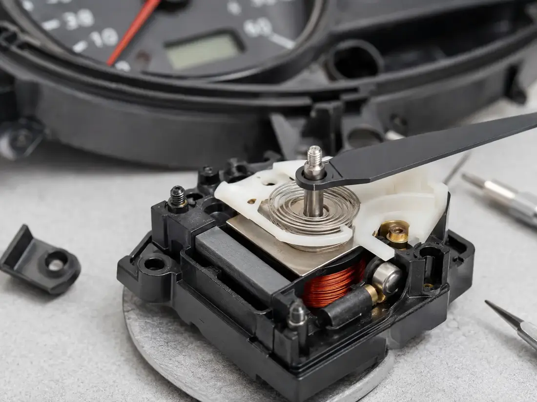Ferrite bar or rod magnet inside an analog instrument pointer drive mechanism