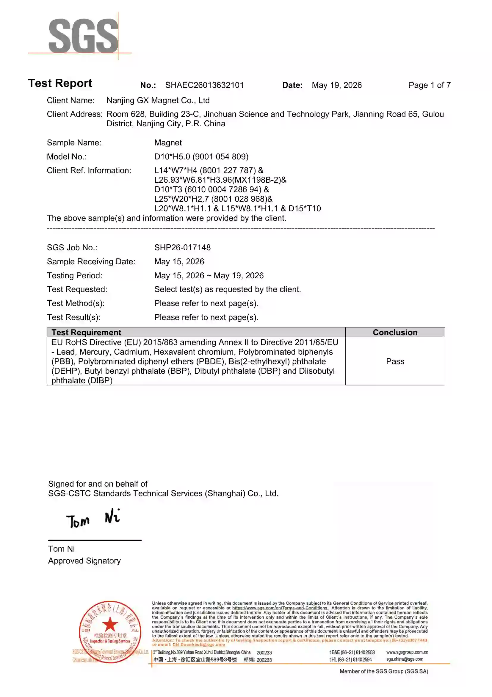 RoHS Compliance Report