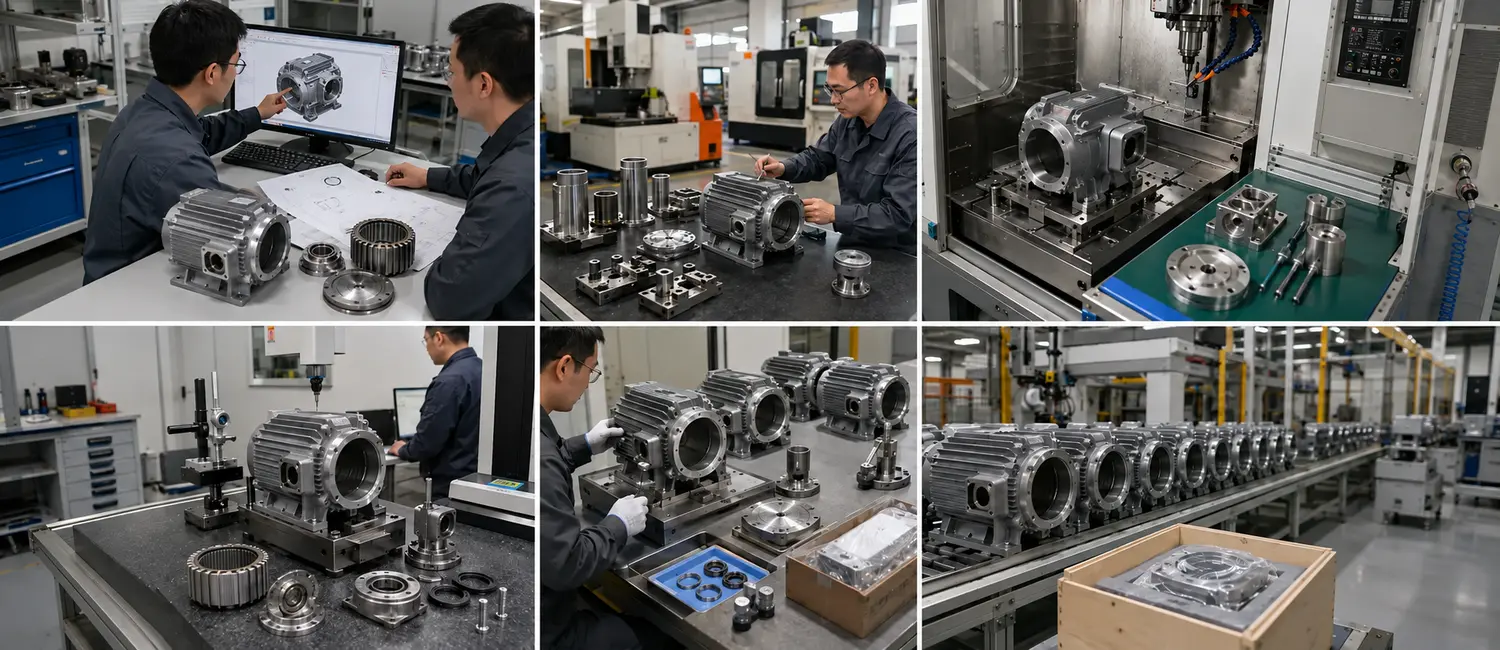Replace with 16:9 Custom Motor Housing manufacturing process image