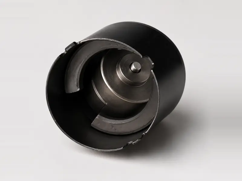 Permanent magnet stator showing ferrite magnet segments inside a steel housing